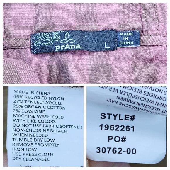 🔸️Prana Maroon Pollino Checker Buttoned Hooded Long Sleeve Top Large - Picture 12 of 12